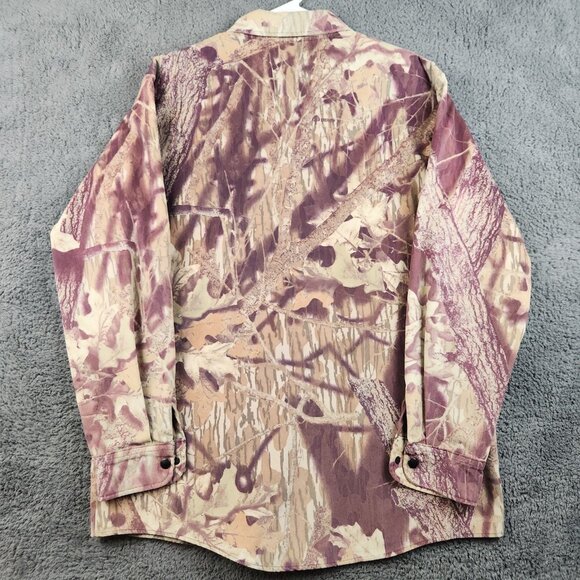 VTG 90's Mossy Oak Camo Hunting Shirt Shacket Men's Large Snap Front USA Made - Picture 8 of 11